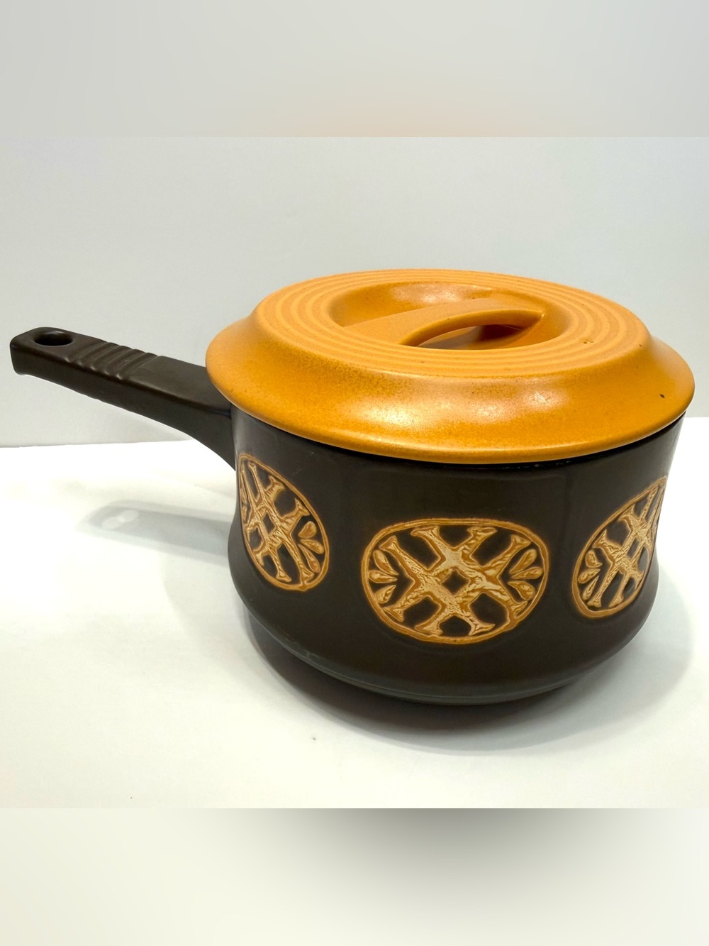 Vintage Shungyo Japanese Ceramic Saucepan with Lid 1970s